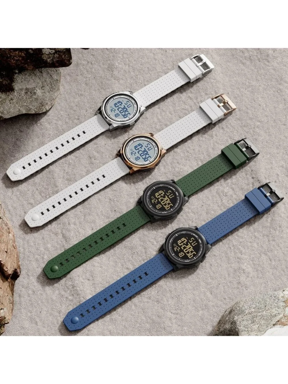Mens Navy Blue Rubber Strap Ultra-Thin Minimalist Sport Waterproof Digital Watch